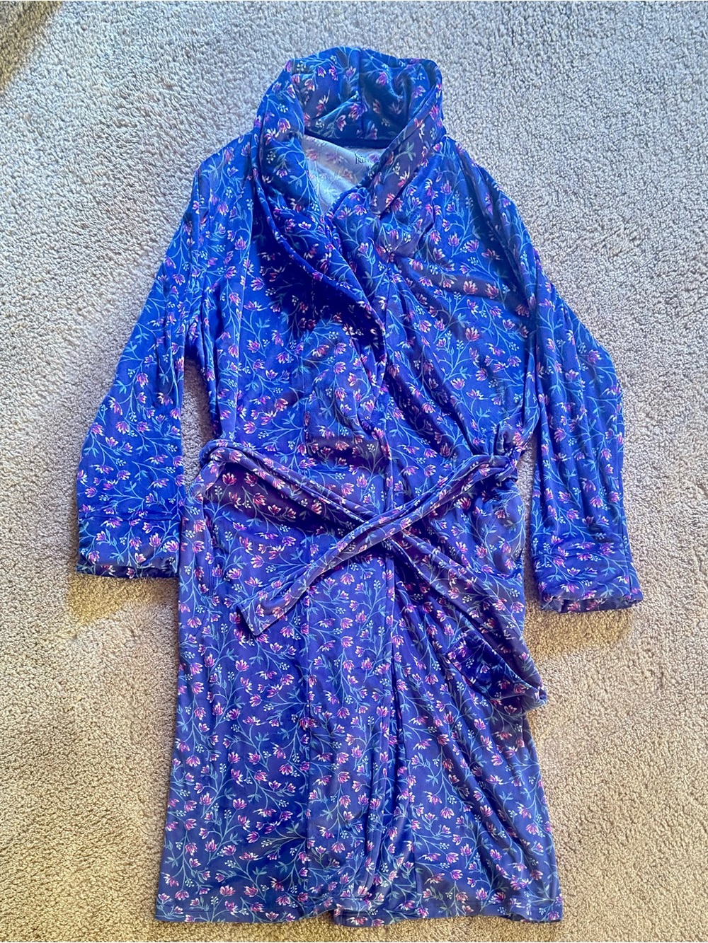 Croft & Barrow Floral Purple Wrap Tie Bath Robe Women's SIZE M